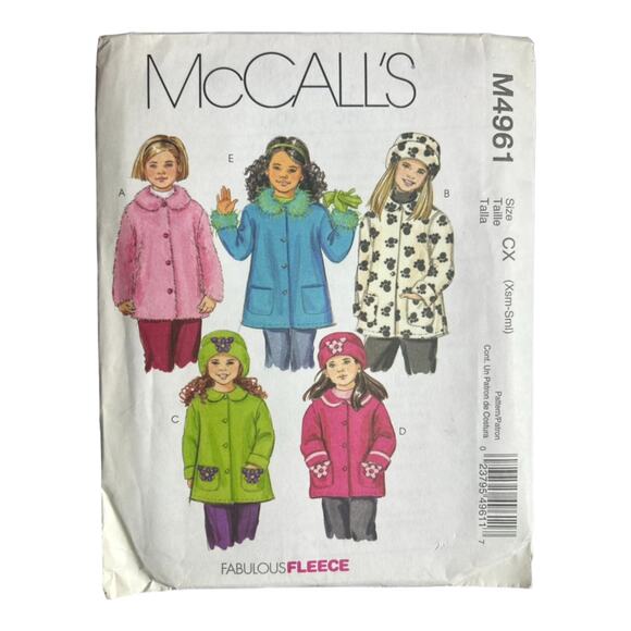 McCall's M4961 Children's Unlined Coats and Hats Pattern - Extra Small/Small - Picture 2 of 5